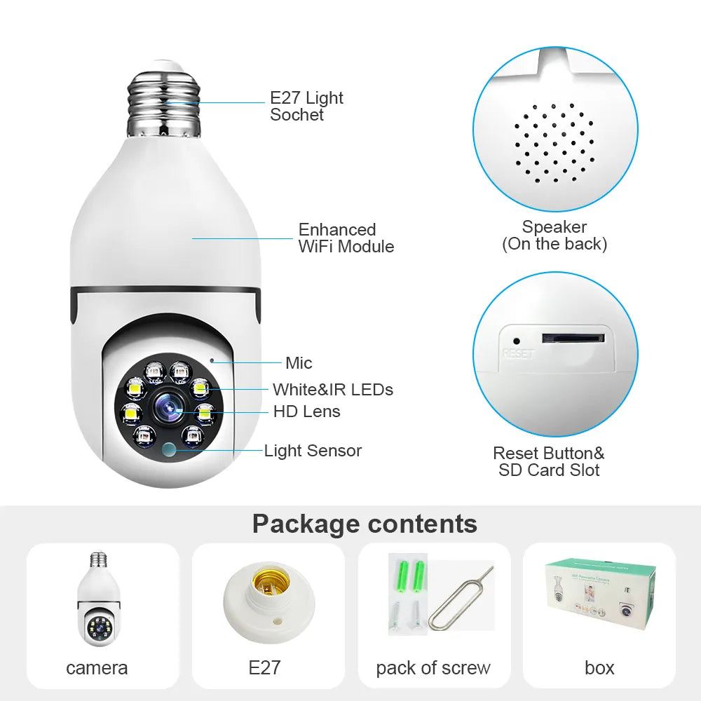 Bulb WiFi Surveillance Security Camera